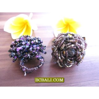 Beaded Finger Rings Flowers Designs